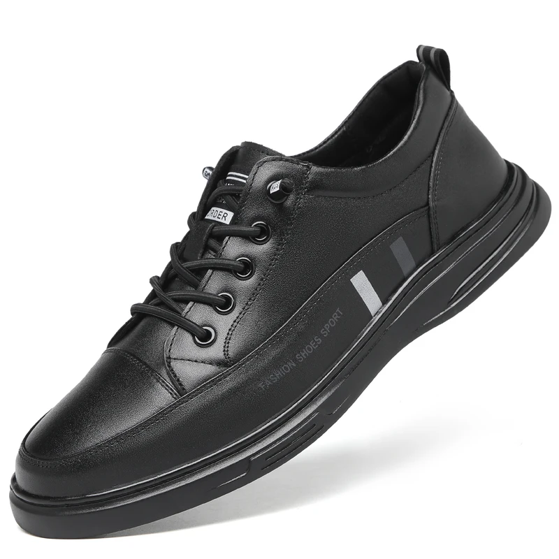 Top layer cowhide men&#39;s shoes casual soft leather breathable and minimal... - $48.76