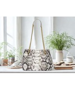 Classic Snakeskin Tote Handbag Shoulder Bag with Gold Chain Strap - €258,46 EUR