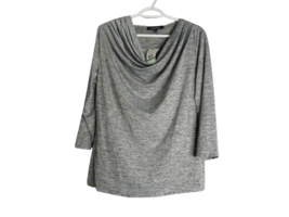 Evan Picone Long Sleeve Drapey Stretch Cowl Neck Blouse Heather Gray Siz... - $27.71