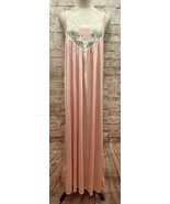 Val Mode Lingerie Womens Medium Pink Nylon Lace Embroidered Satin Nightgown - £37.96 GBP