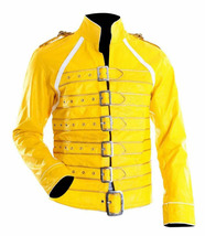 Freddie Mercury Queen&#39;s Concert Wembley Yellow Leather Jacket for Men - £94.10 GBP+