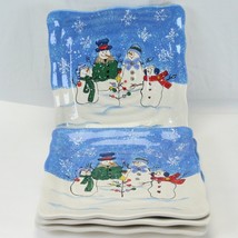 Sonoma Button Up Dinner Plates Christmas Square 11&quot;  Lot of 4 Xmas - $1,135.99 MXN