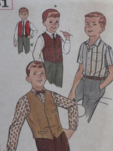 Simplicity Pattern 4161 Boys' Shirt, Vest & Reversible Vest Size 8 Vintage 1960s - £5.58 GBP