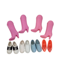 Vintage Barbie Footwear Lot Pink Boots White Blue Tennis Shoes Orange High Heels - £18.71 GBP