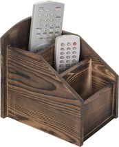 Mygift Burnt Solid Wood Tv Remote Control Holder With 3 Compartments, Media - £31.96 GBP