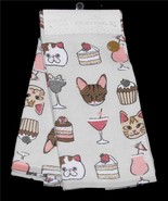 2 Cat Heads Cake Cupcakes Tropical Drinks Grey Textured Pique Kitchen To... - $24.68 CAD