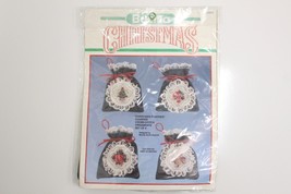 Vintage Bucilla Christmas Cross Stitch Ornament Pouches Sachets New Kit - £7.76 GBP