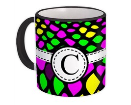 Monogram Letter C : Gift Mug Neon Snake Initial ABC Alphabet Animal CG7830C - £12.70 GBP