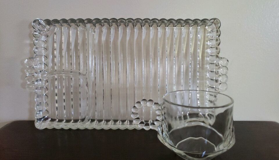 Vintage Hazel Atlas Glass ~ 6 Piece Party ~ Snack Set ~ 3-Cups ~ 3-Plates ~ USA - £35.79 GBP