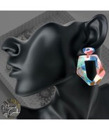 Womens Pastel Multicolor Tortoise Shell Design Geometric Hoop Drop Earrings - $16.47 CAD