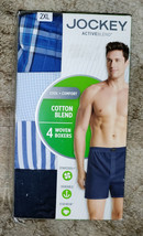 NWT BOX OF 4 MENS JOCKEY ACTIVE BLEND WOVEN BOXER SHORTS  SIZE 2XL (44-46) - £26.48 GBP