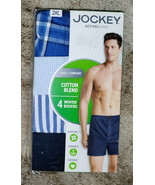 NWT BOX OF 4 MENS JOCKEY ACTIVE BLEND WOVEN BOXER SHORTS  SIZE 2XL (44-46) - $46.03 CAD
