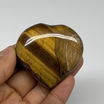 80g, 2&quot;x2.1&quot;x0.8&quot;, Tiger&#39;s Eye Heart Polished Healing Crystal @India, B33907 - £18.68 GBP