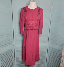 Miss Dorby Vintage Long Dress ~ Sz 10 ~ 3/4 Sleeve ~ Deep Mauve - £20.85 GBP