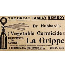 Dr Hubbard Vegetable Germicide Advertisement 1899 Victorian Quack Medici... - $11.25