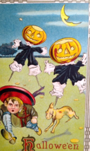 Halloween Postcard Fantasy Goblins On Stilts Chase Boy &amp; Dog Barton Spooner 1913 - £30.37 GBP