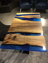 Blue Clear Epoxy Wooden Epoxy Table, Kitchen Slab Table, Conference Table Decors - £413.56 GBP+