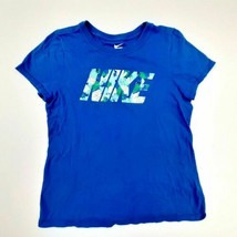 Nike The Nike Tee Girl&#39;s T-Shirt Size M Blue Cotton QI26 - $8.41