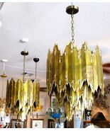 Rare Matched Pair of MCM Tom Green Torch Cut Brass Chandeliers circa 1970s - $5,737.05