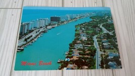 Miami Beach Florida~Air View River &amp; Two Skylines~Continental Postcard - £2.95 GBP