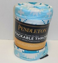 Pendleton Packable Throw Blanket 50&quot; x 60&quot; Blue Aztec Down Alternative Fill New - £32.93 GBP