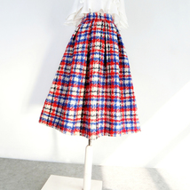 Winter Plaid Pleated Skirt Outfit Women Woolen Plus Size Pleated Skirt image 8