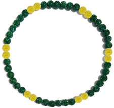 Iced Rhinestone Crystal Disco Ball Baseball Bead Necklace A&#39;s Green Yellow - £16.34 GBP+