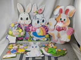 Easter Bunny Rabbit Wall Hanging Decor Tissue Paper Art Lot Vintage - $39.95