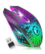 Wireless Gaming Mouse, Rechargeable Computer Mouse Mice With 7 Led Light... - £25.15 GBP