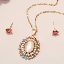 Hesiod Zircon Necklace Earrings Women Jewelry Sets Fashion Body Accessories Gold - £16.54 GBP