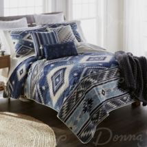 Donna Sharp Desert Hill King 3-Piece Set Lodge Southwest Rustic Cozy Blue Ivory - £147.94 GBP