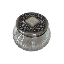 Vintage Crystal Vanity Dresser Cosmetic Trinket Jar Sterling Silver Lid ... - $116.88