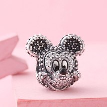 925 Sterling Silver Disney Sparkling Mickey Portrait Charm Bead - £15.72 GBP