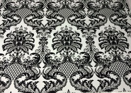 Lacefield Designs Marseille Ink Black Floral Damask Calais Fabric By The Yard - £7.11 GBP
