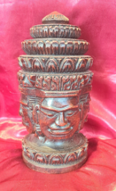 Vintage Phra Phrom Hindu God, Hand Carved Wooden 4 Faced Buddha Head Thailand - £30.49 GBP