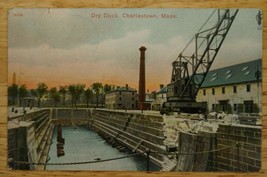 Vintage Postcard Dry Dock Charlestown Massachusetts Boston &amp; Mass Branch Cancel - £6.72 GBP