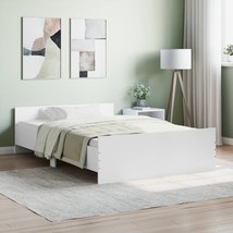 Bed Frame with Headboard and Footboard White 120x190 cm Small Double - £94.59 GBP