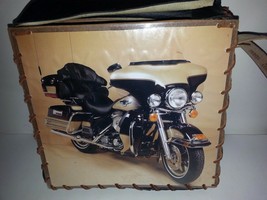 HANDMADE SATCHEL/PURSE-W/GENUINE LEATHER STRAP-SNAP COVER-MOTORCYCLES EA... - £17.27 GBP