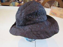Antique Black Crunch Crinkle Ladies Hat Frederick Loeser Vintage 22.5 - $39.59