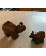 vtg Lego Duplo LARGE BROWN GRIZZLY BEAR ADULT Baby lot Animal Zoo moving... - £19.54 GBP