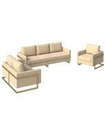 LeisureMod 3-Piece Sofa Set Upholstered in Velvet with Gold Stainless St... - $2,910.60
