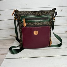 Giani Bernini Designer Signature Crossbody Bag Color Block Burgundy Oliv... - $18.70