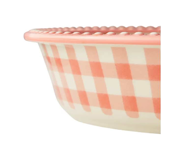 Pioneer Woman ~ Sweet Romance ~ 9.4" Stoneware ~ Gingham w/Floral Design Pie Pan Item image 4