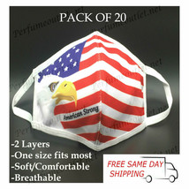 20 PACK/PC American Eagle Flag /American Strong Reusable Face Mask Adult... - £15.94 GBP