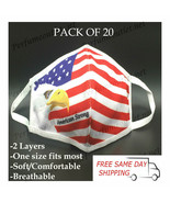 20 PACK/PC American Eagle Flag /American Strong Reusable Face Mask Adult... - $19.95