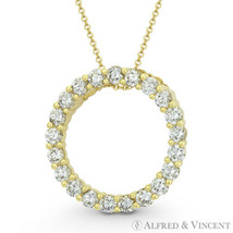 Eternity Circle &quot;Forever Love&quot; CZ Crystal 18mm (0.7&quot;) Pendant in 14k Yellow Gold - £116.31 GBP+