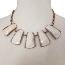 Y2K Statement Enameled Bib Necklace Vanilla Metal Collar Gold Tone Vintage 90s - $14.84