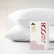 Queen / Standard Size Pillow Cases Set Of 2 - 100% Cotton Pillowcases, Natural C - £26.72 GBP