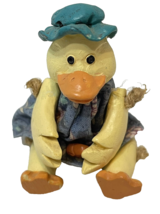 Rare VTG Russ Berrie Miniature 3 inches Shelf Sitter Wooden Easter Duck ... - $13.59