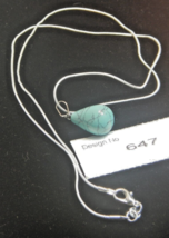 Sterling Silver 925 Chain- Turquoise -Gemstone Necklace Pendent- #647 - £11.75 GBP